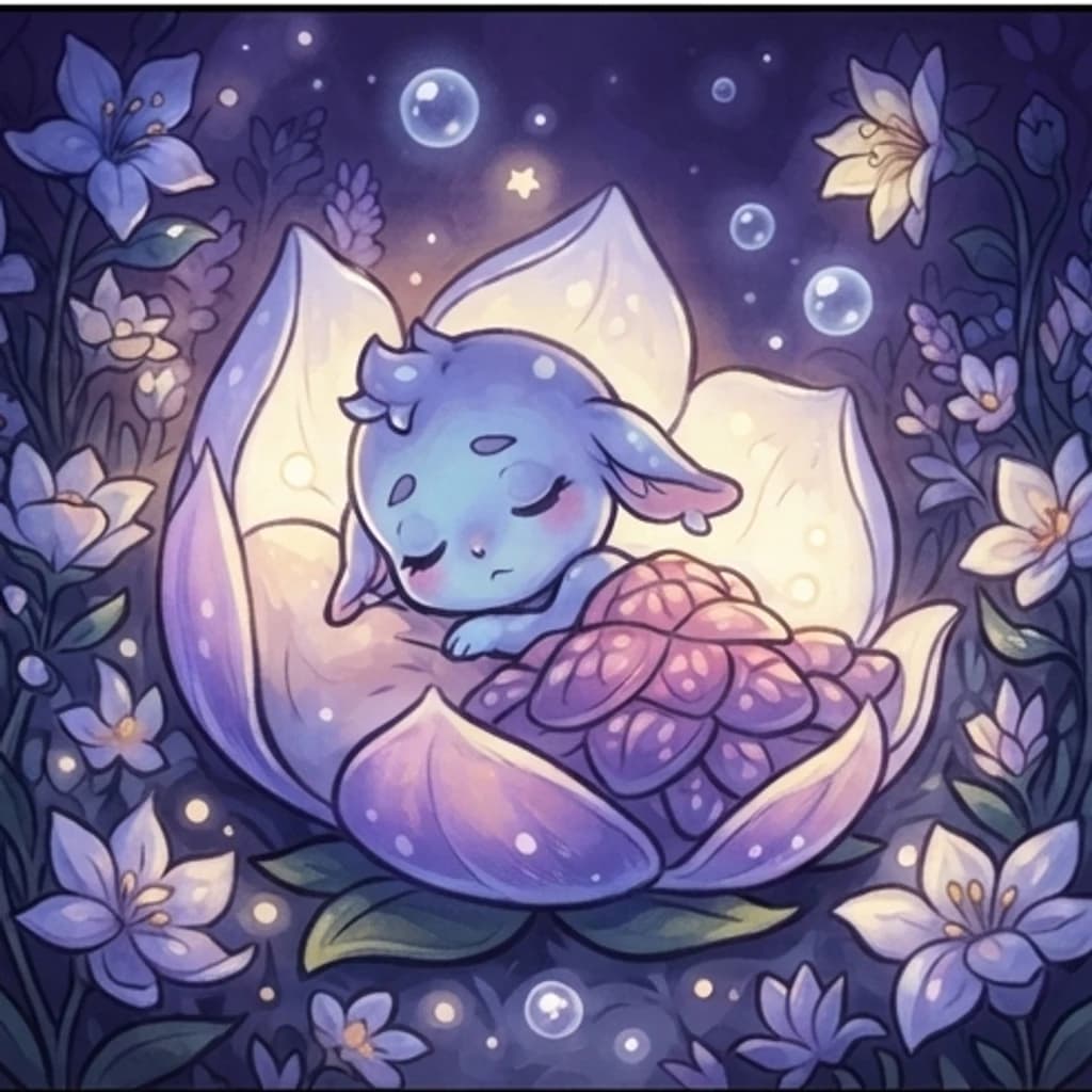 Sleepy Petal Imp character artwork